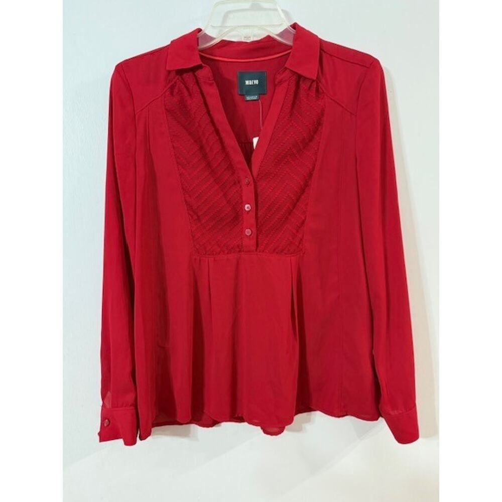 NWT Anthropologie Maeve De Stijl Popover Blouse - Christmas Red - Size 2
